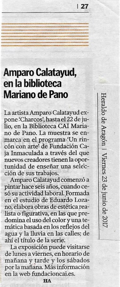 Nota de prensa de exposición en Mariano de Pano