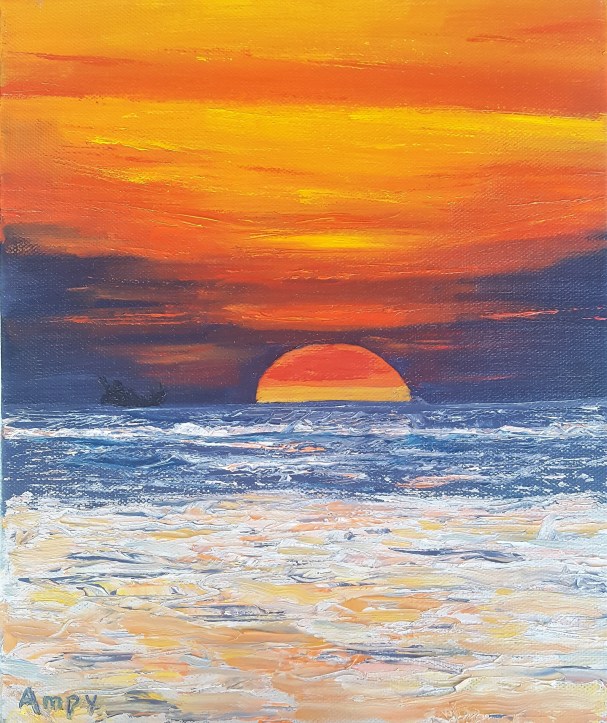 Naranja, azul y blanco